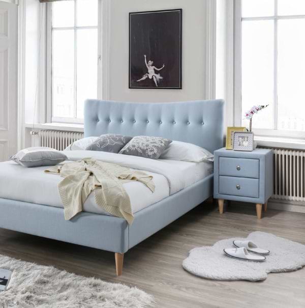 מיטה זוגית מרופדת בד כחול בהיר andi-1200a