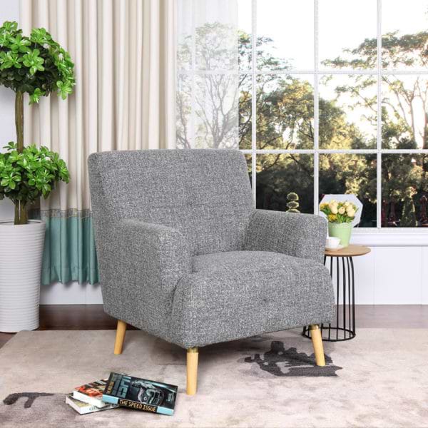 כורסא מעוצבת מבד אפור grey-1000