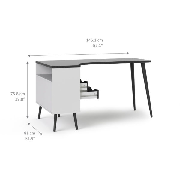 שולחן כתיבה מעוצב רטרו עם שידת אחסון תוצרת דנמרק דגם אוסלו