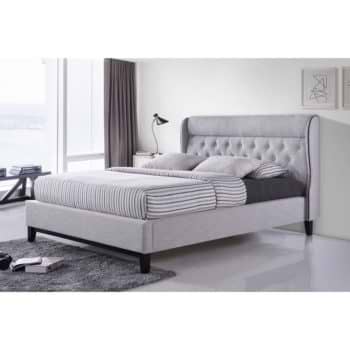 מיטה זוגית מעוצבת 160×200 בריפוד בד עם רגלי עץ דגם פיונה