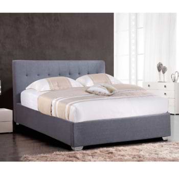 מיטה זוגית מעוצבת 160×200 בריפוד בד עם ארגז מצעים מעץ דגם נועם