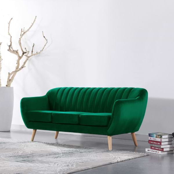 ספה בעיצוב רטרו עם ריפוד ירוק green-1200a