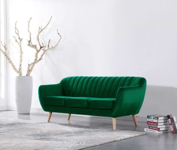 ספה בעיצוב רטרו עם ריפוד ירוק green-1200a
