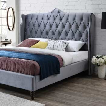 מיטה זוגית מפוארת 180×200 מרופדת בד קטיפה דגם קלריס