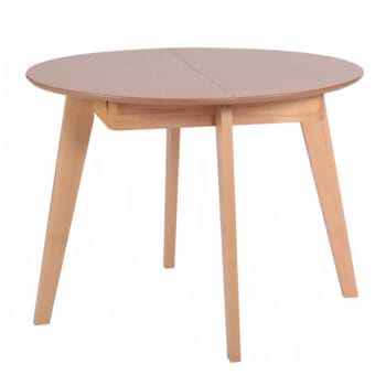 שולחן אוכל עגול 120 ס"מ נפתח ל- 160 ס"מ מעץ מלא משולב דגם גלעד-אלון