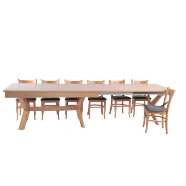 פינת אוכל מפוארת מעץ נפתחת 1.8-3.4 מ' כולל 6 כסאות דגם אופיר