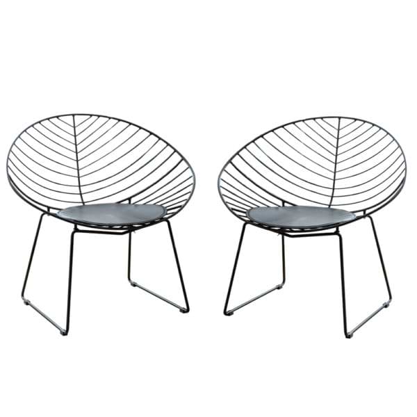 זוג כסאות עיצוב ממתכת עם כרית ריפוד דגם ניצן