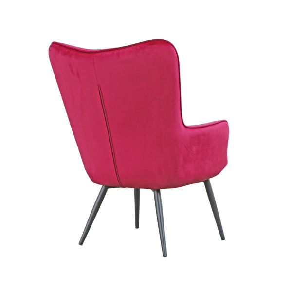 כורסא מלכותית מעוצבת עם רגלי עץ מלא וריפוד קטיפתי דגם בוסטון - ורוד-אדום