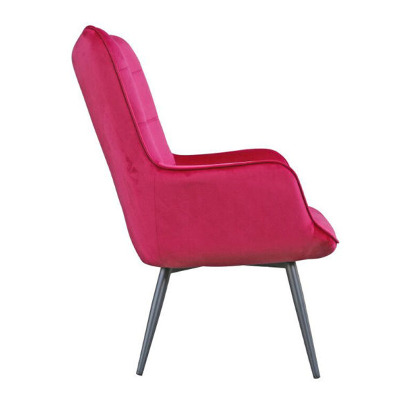כורסא מלכותית מעוצבת עם רגלי עץ מלא וריפוד קטיפתי דגם בוסטון - ורוד-אדום