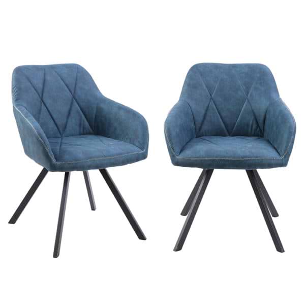 זוג כורסאות עיצוב עם רגלי מתכת דגם אוסטין כחול