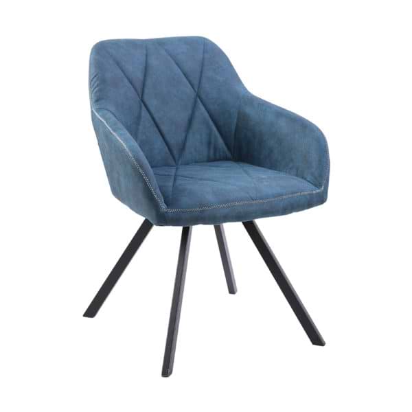 זוג כורסאות עיצוב עם רגלי מתכת דגם אוסטין כחול