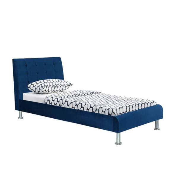 מיטת יחיד מעוצבת 90x190 בריפוד בד קטיפתי דגם לוטם
