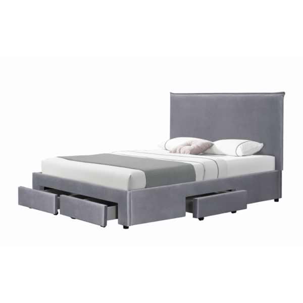 מיטה זוגית מרופדת 140x190 עם 4 מגירות אחסון דגם גאיה