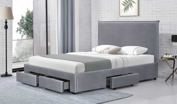 מיטה זוגית מרופדת 140x190 עם 4 מגירות אחסון דגם גאיה