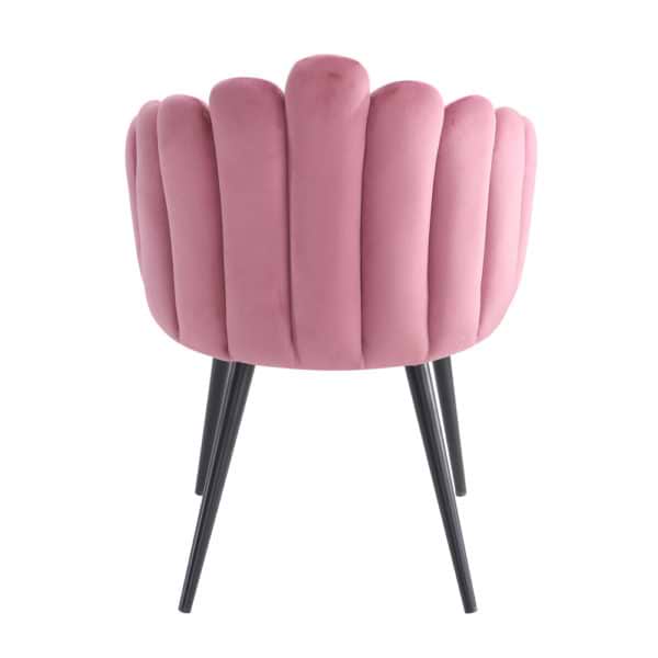 כורסא צדפה מעוצבת עם בד קטיפה ורגלי מתכת דגם פרח-ורוד