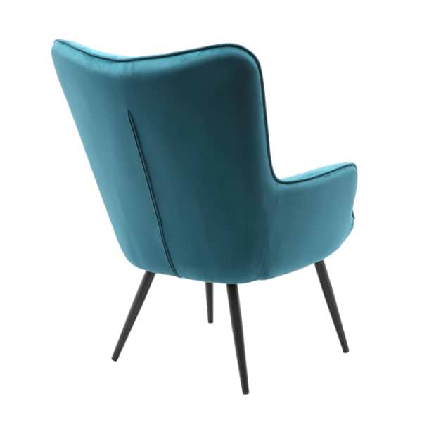 כורסא מלכותית מעוצבת עם רגלי מתכת וריפוד קטיפתי דגם בוסטון - כחול