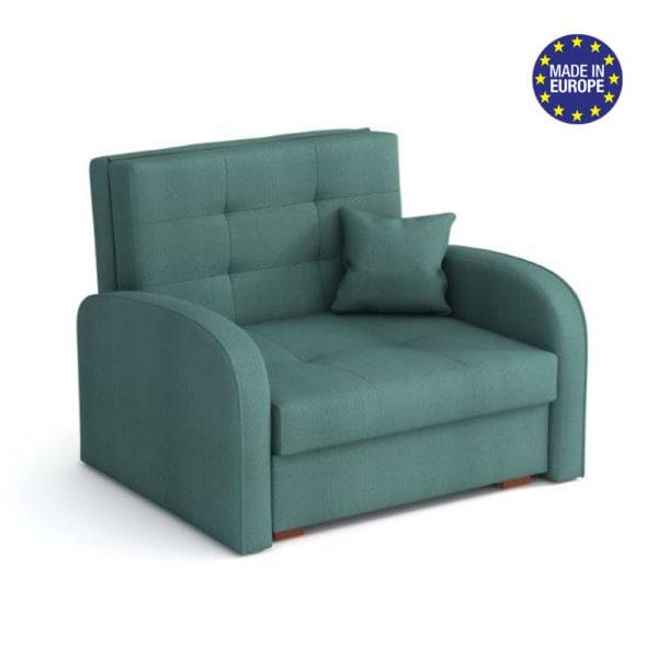 כורסא אירופאית נפתחת למיטה עם ארגז מצעים דגם מונו-ירוק