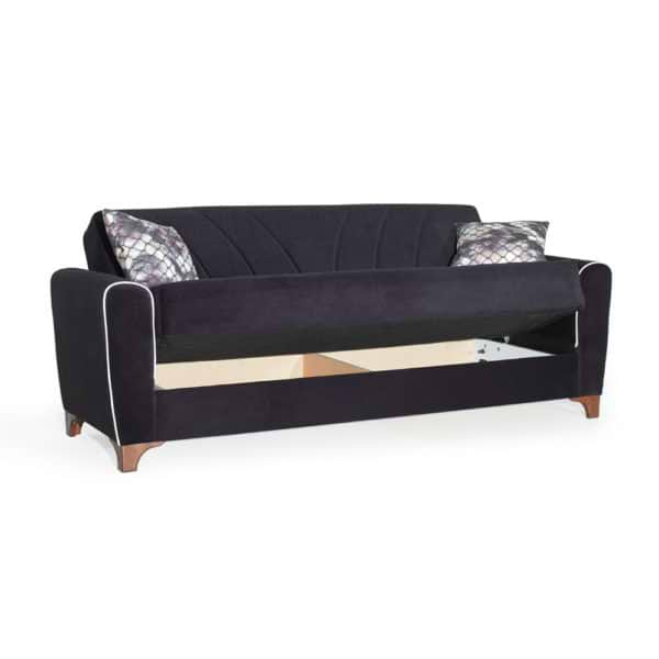 ספה תלת מושבית נפתחת למיטה רחבה עם ארגז מצעים דגם בריזה - שחור