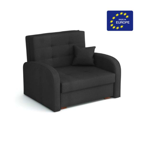 כורסא אירופאית נפתחת למיטה עם ארגז מצעים דגם מונו-אפור
