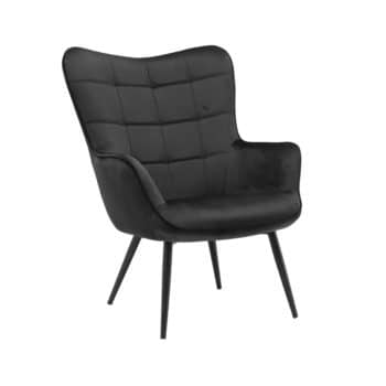 כורסא מלכותית מעוצבת עם רגלי מתכת וריפוד קטיפתי דגם בוסטון – שחור