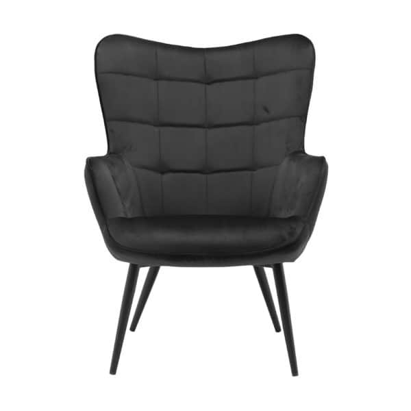 כורסא מלכותית מעוצבת עם רגלי מתכת וריפוד קטיפתי דגם בוסטון - שחור