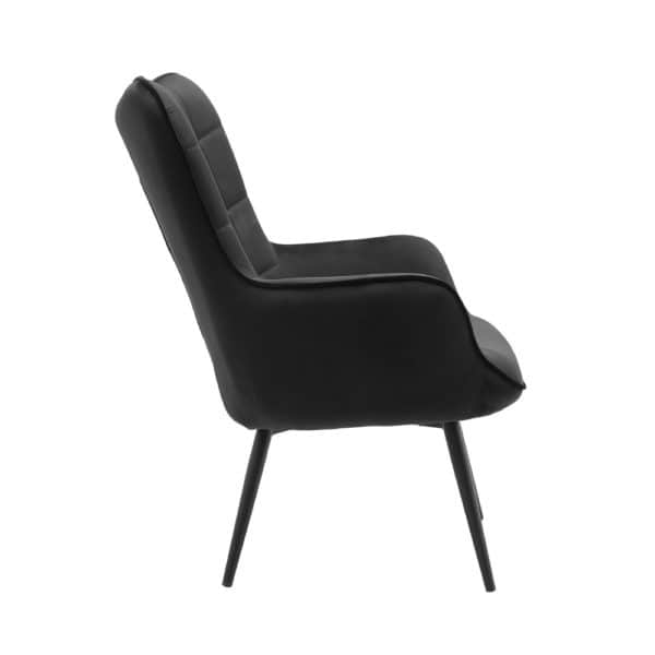 כורסא מלכותית מעוצבת עם רגלי מתכת וריפוד קטיפתי דגם בוסטון - שחור