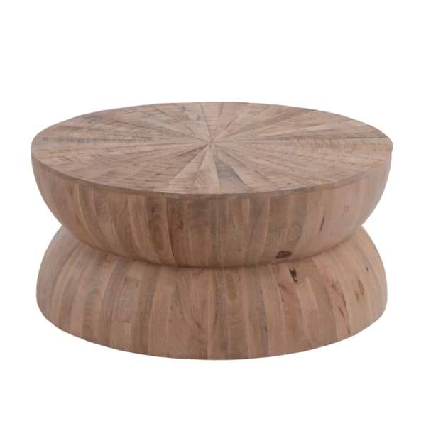 שולחן סלון עגול מרהיב מעץ מלא דגם דקוטה