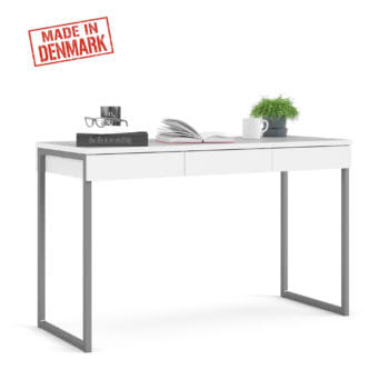 שולחן כתיבה עם מגירות ורגלי ברזל תוצרת דנמרק דגם ענת-לבן