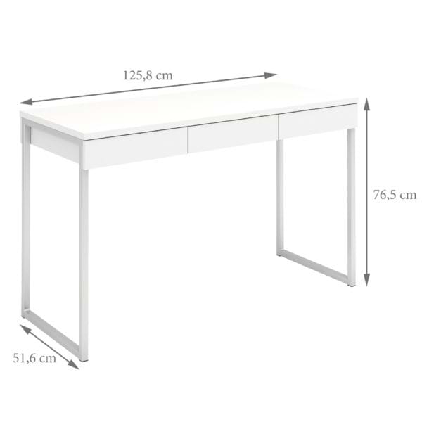 שולחן כתיבה עם מגירות ורגלי ברזל תוצרת דנמרק דגם ענת-לבן