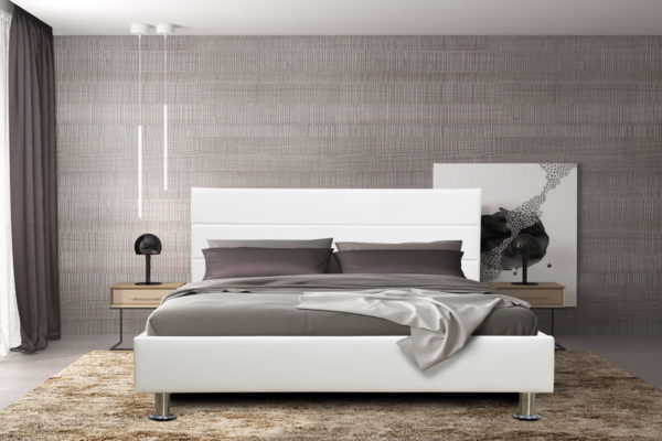 מיטת נוער רחבה ומעוצבת 120x190 בריפוד דמוי עור לבן-שמנת דגם פיזה 120