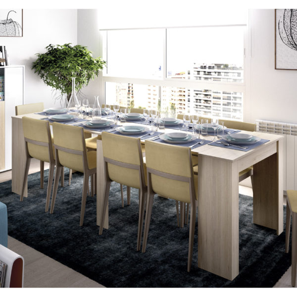 שולחן אוכל קונסולה נפתחת עם אחסון תוצרת ספרד HOME DECOR דגם קיאנו-לבן