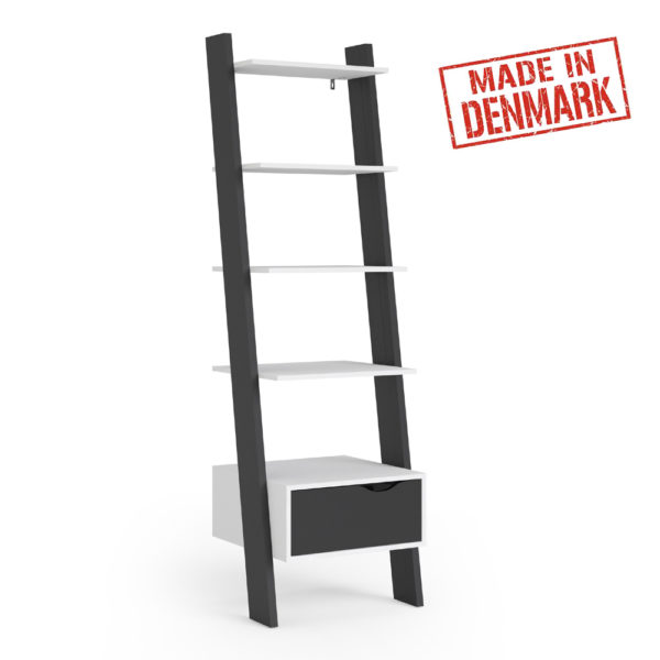 יחידת מדפים מעוצבת "סולם" תוצרת דנמרק דגם קליק שחור-לבן
