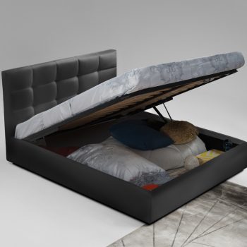 מיטה זוגית יוקרתית 180×200 בריפוד בד קטיפתי עם ארגז מצעים דגם ברוקלין 180