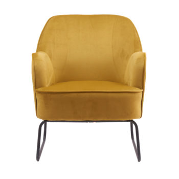 כורסא מעוצבת ונוחה עם רגלי ברזל דגם לידס – צהוב-חרדל