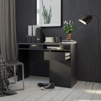 שולחן כתיבה שחור עם מגירה ותאי אחסון תוצרת דנמרק דגם מירב שחור