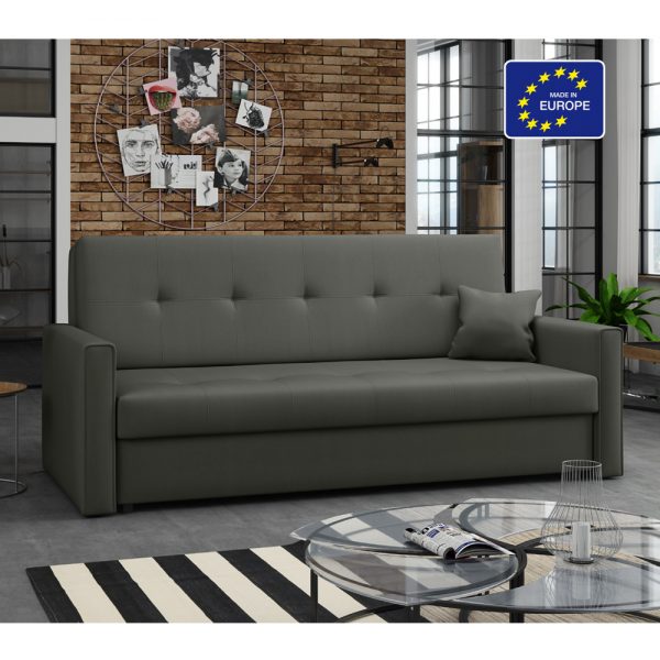 ספה אירופאית תלת-מושבית נפתחת למיטה זוגית עם ארגז מצעים דגם רודוס-ירוק