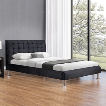 מיטה זוגית מעוצבת 140×190 בריפוד בד קטיפתי דגם נלסון