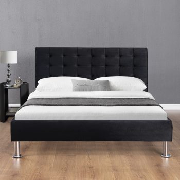 מיטה זוגית מעוצבת 160×200 בריפוד בד קטיפתי דגם נלסון