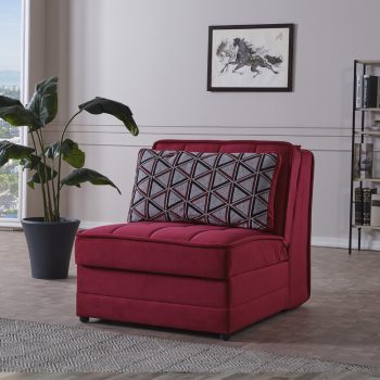 כורסא נפתחת למיטה עם ארגז מצעים דגם עמית-אדום