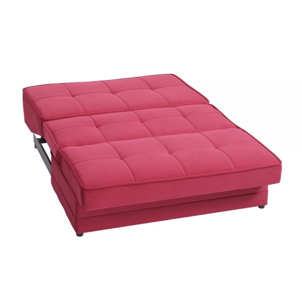 ספה דו מושבית עם ארגז מצעים נפתחת למיטה זוגית דגם עמית-אדום