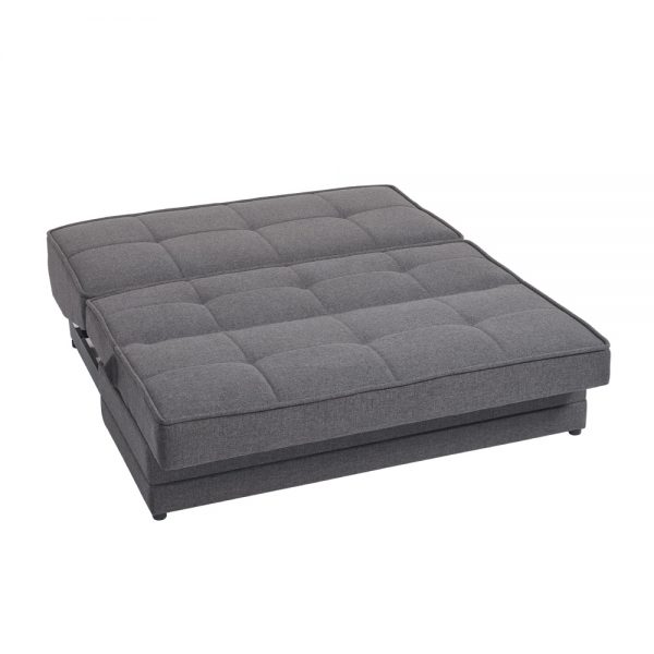 ספה תלת מושבית עם ארגז מצעים נפתחת למיטה זוגית גדולה דגם עמית-אפור