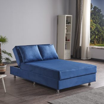 מיטה רחבה לנוער 120×190 עם מזרן עבה וארגז מצעים דגם אביב – כחול