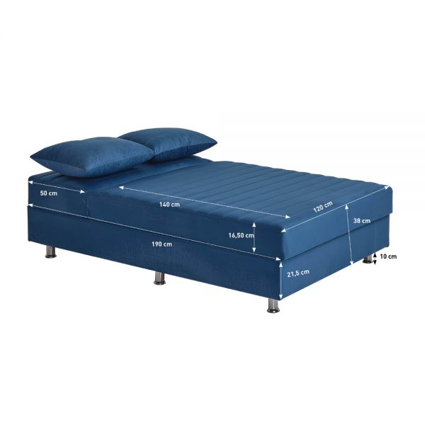 מיטה רחבה לנוער 120x190 עם מזרן עבה וארגז מצעים דגם אביב - כחול