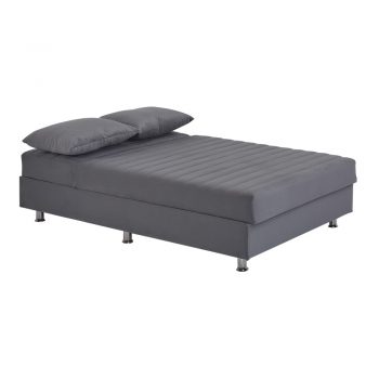 מיטה רחבה לנוער 120×190 עם מזרן עבה וארגז מצעים דגם אביב – אפור בהיר