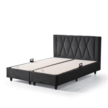 מיטה זוגית 180×200 מרופדת בד קטיפתי עם ארגז מצעים משולב מתכת דגם לופט 180