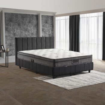 מיטה רחבה 120×190 בריפוד בד קטיפתי עם ארגז מצעים דגם שרון 120