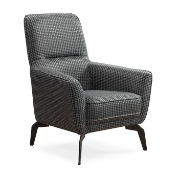 כורסא מעוצבת מרופדת עם בד רחיץ ורגלי ברזל דגם סאול – שחור-אפור