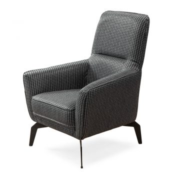 כורסא מעוצבת מרופדת עם בד רחיץ ורגלי ברזל דגם סיאול – שחור-אפור