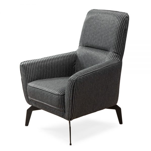 כורסא מעוצבת מרופדת עם בד רחיץ ורגלי ברזל דגם סיאול - שחור-לבן