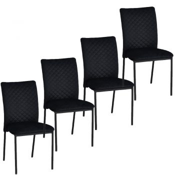סט 4 כסאות לפינת אוכל מרופדים בד קטיפתי דגם נדב – שחור